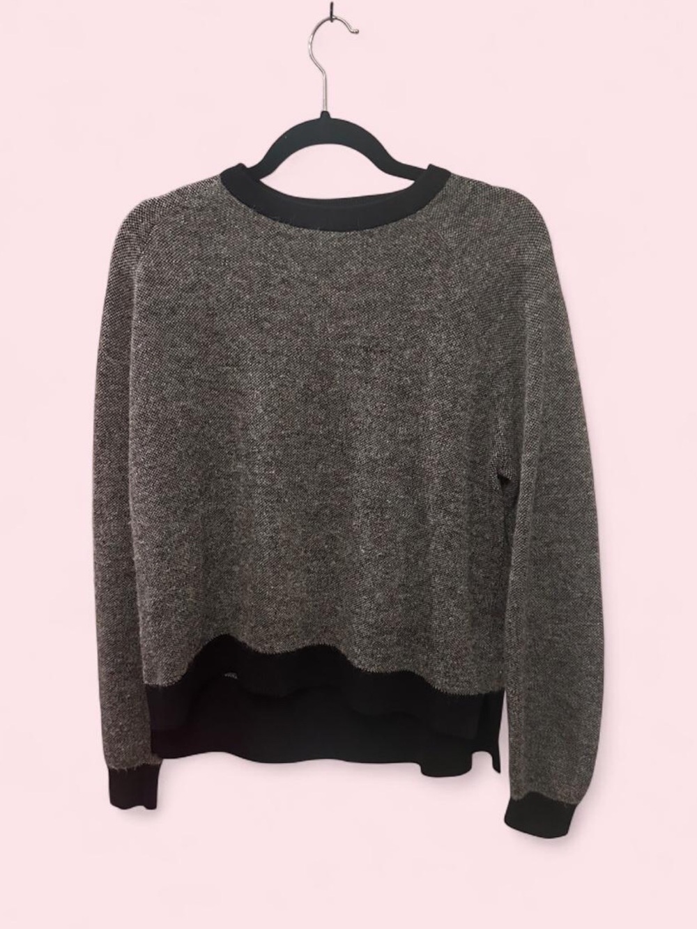 COS Gray Crewneck Sweater with Black Trim
